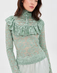 High Neck Lace Top Mint