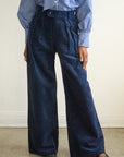 Corduroy Navy Wide leg Pants- Pre-Order