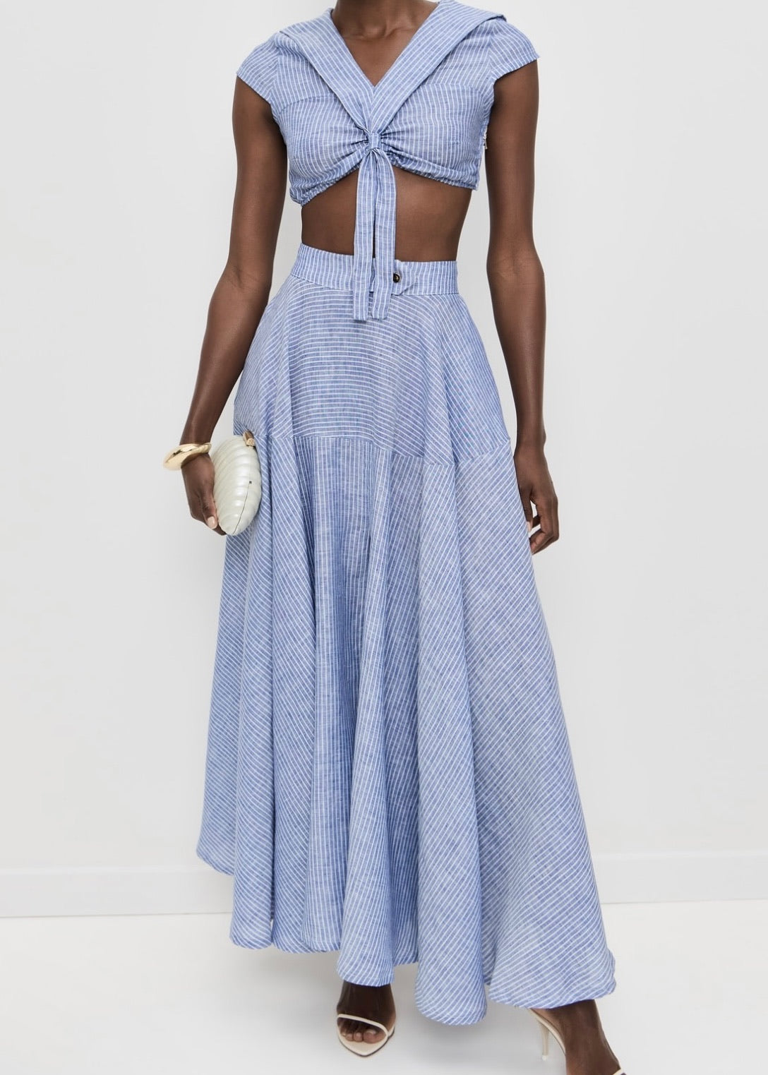 Azaka Full Skirt Blue Stripe - Pre Order – House of Aama