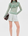 High Neck Lace Top Mint