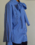 Pussybow Cotton Button Down Stripe Shirt - Pre Order
