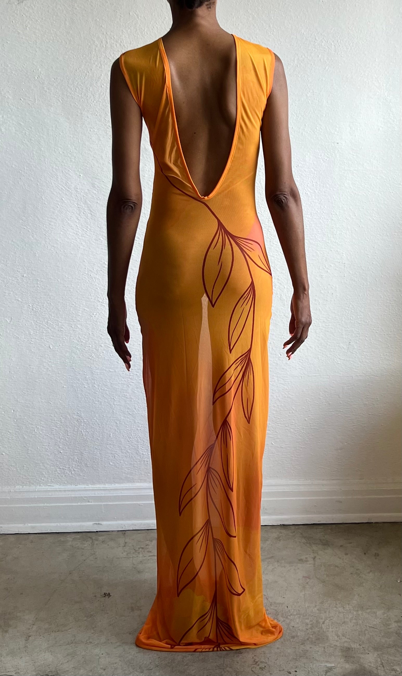 open lace back dress Escvdo | Alpamayo Sleeveless Maxi Dress | Tangerine/Orange main image 0