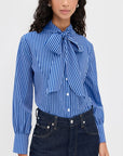 Pussybow Cotton Button Down Stripe Shirt - Pre Order