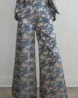 Cherub Highwaist Pants- Blue Jacquard-Pre-Order