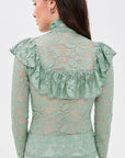 High Neck Lace Top Mint