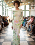 Swamp Rose Maxi Mesh Dress