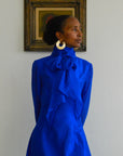 Electric Blue Gouyave Pussybow Dress-Pre-Order