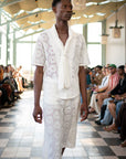 White Eyelet Floral Men's Capris - Pre-Order