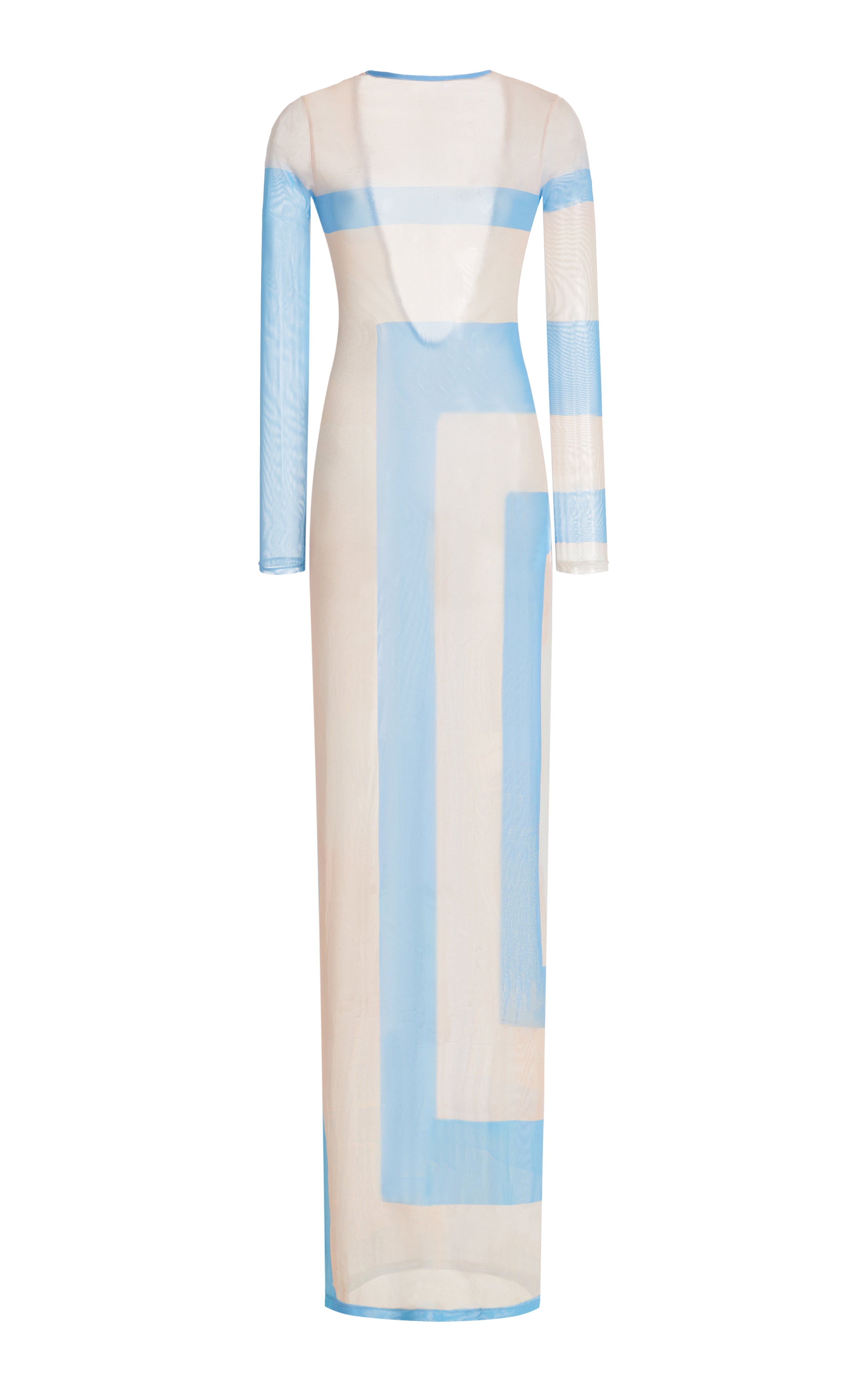 fitted lace wedding dress Kyra Bias Cut Long Sleeve Maxi Dress In Blue Gingham – MONO BÍAS main image 1