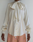 Creme Silk Pussybow Shirt - Pre Order