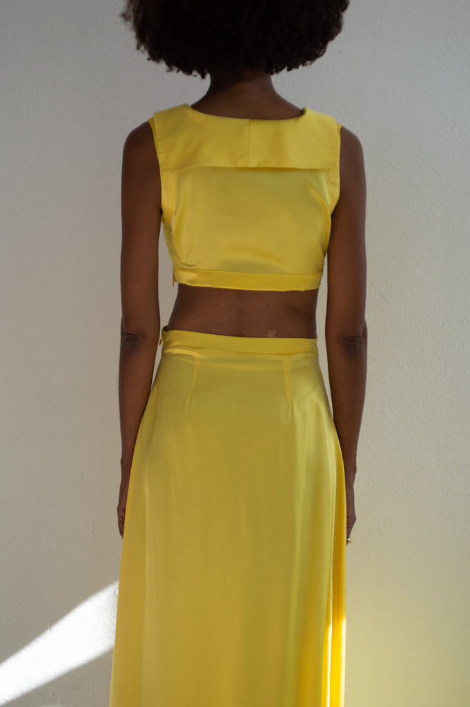 Cut Out Maxi Dress with Sailor Collar- Yellow-Pre Order