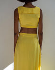 Cut Out Maxi Dress with Sailor Collar- Yellow