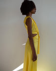 Cut Out Maxi Dress with Sailor Collar- Yellow