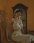 Tan Nude Silk Wrap Skirt