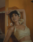 Tan Nude Silk Halter Top