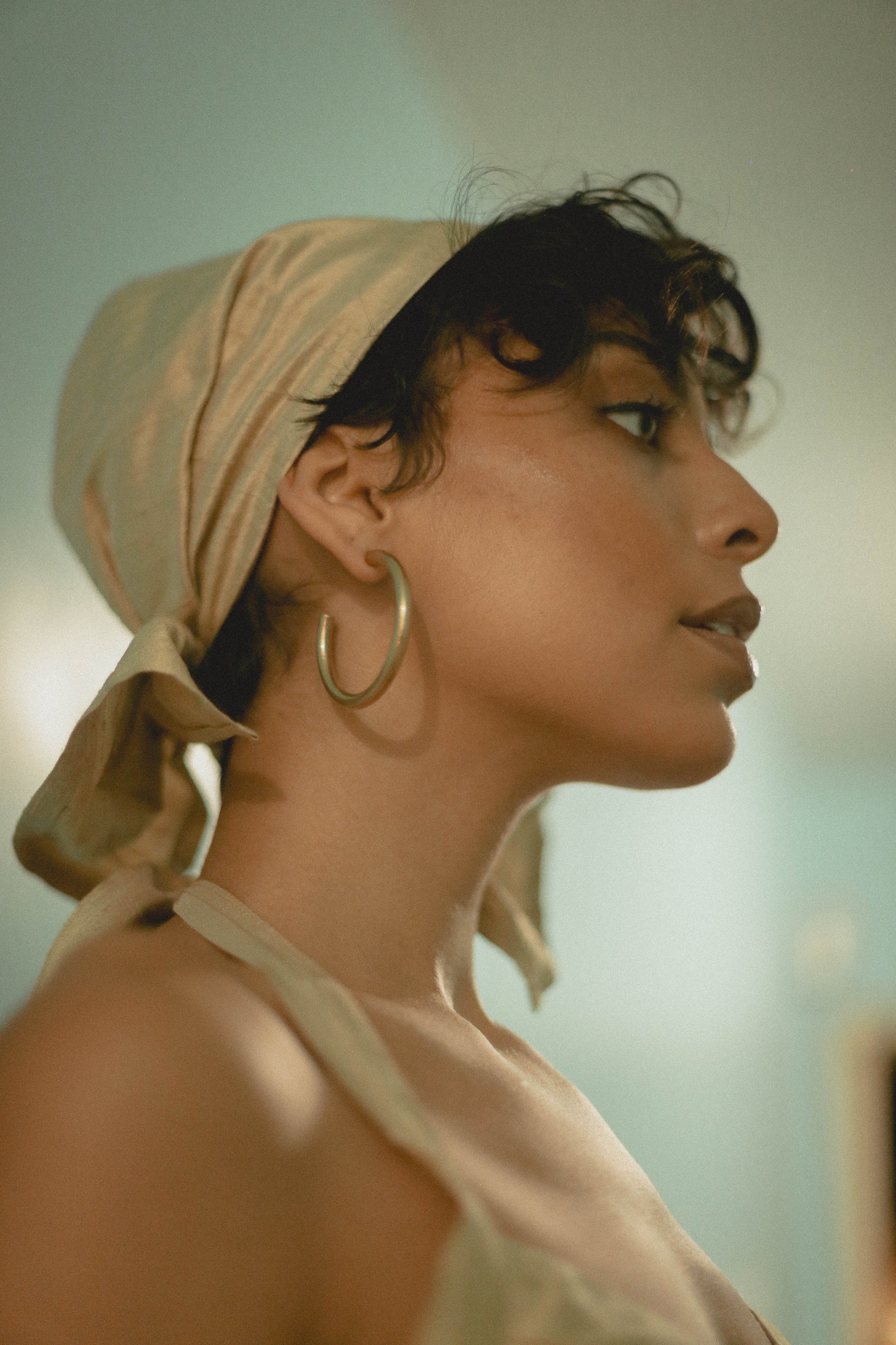 Tan Nude Silk Scarf
