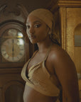 Golden Brown Nude Silk Halter Top