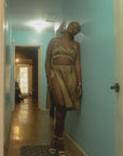 Golden Brown Nude Silk Wrap Skirt