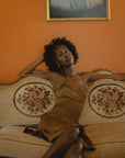 Chocolate Brown Nude Silk Wrap Skirt