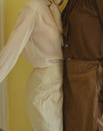 Tan Victorian Silky Pussybow Shirt