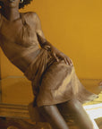 Chocolate Brown Nude Silk Wrap Skirt