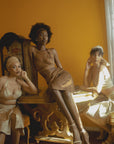 Chocolate Brown Nude Silk Wrap Skirt