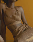 Chocolate Brown Silk Halter Top