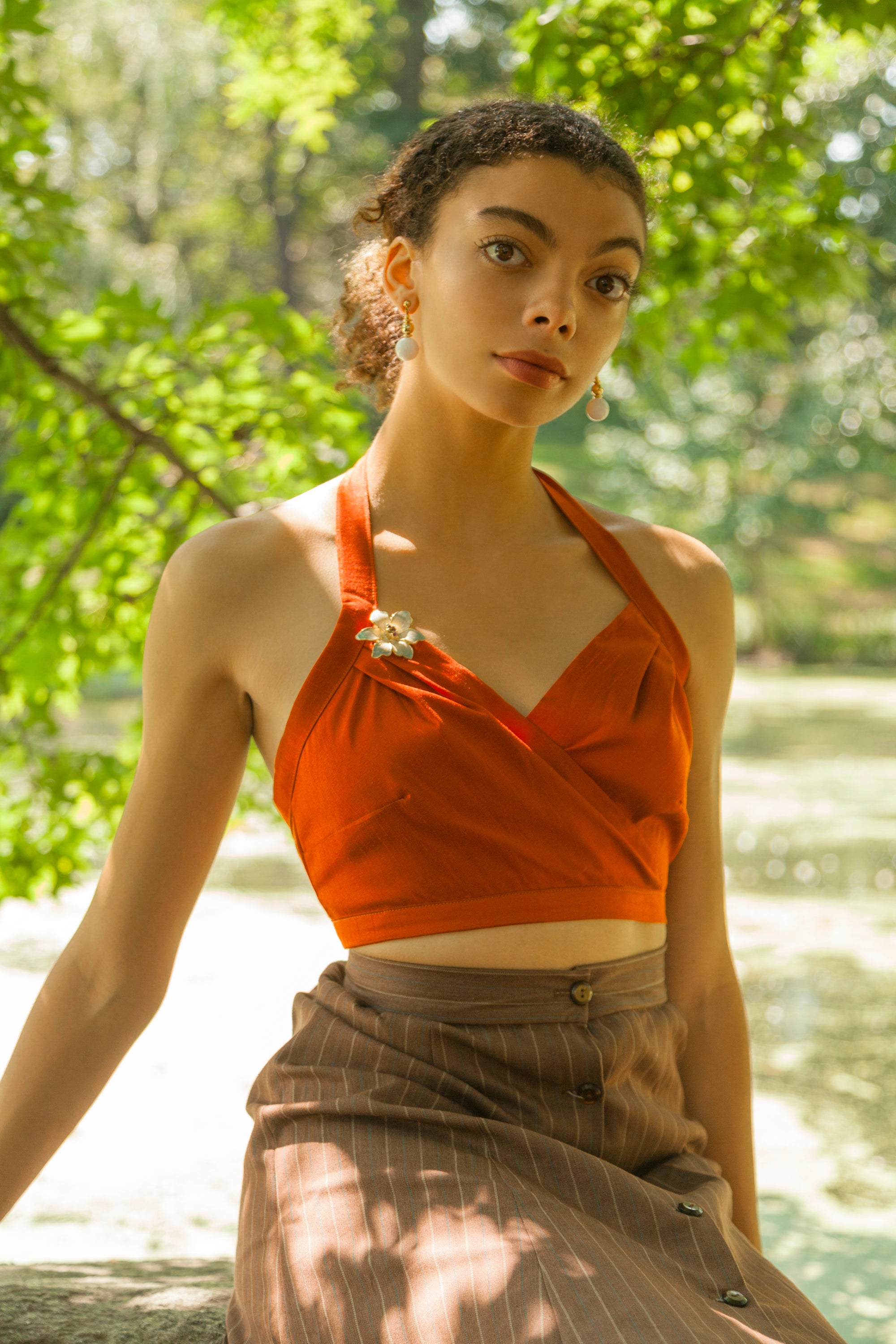 Paprika Silky Halter Top