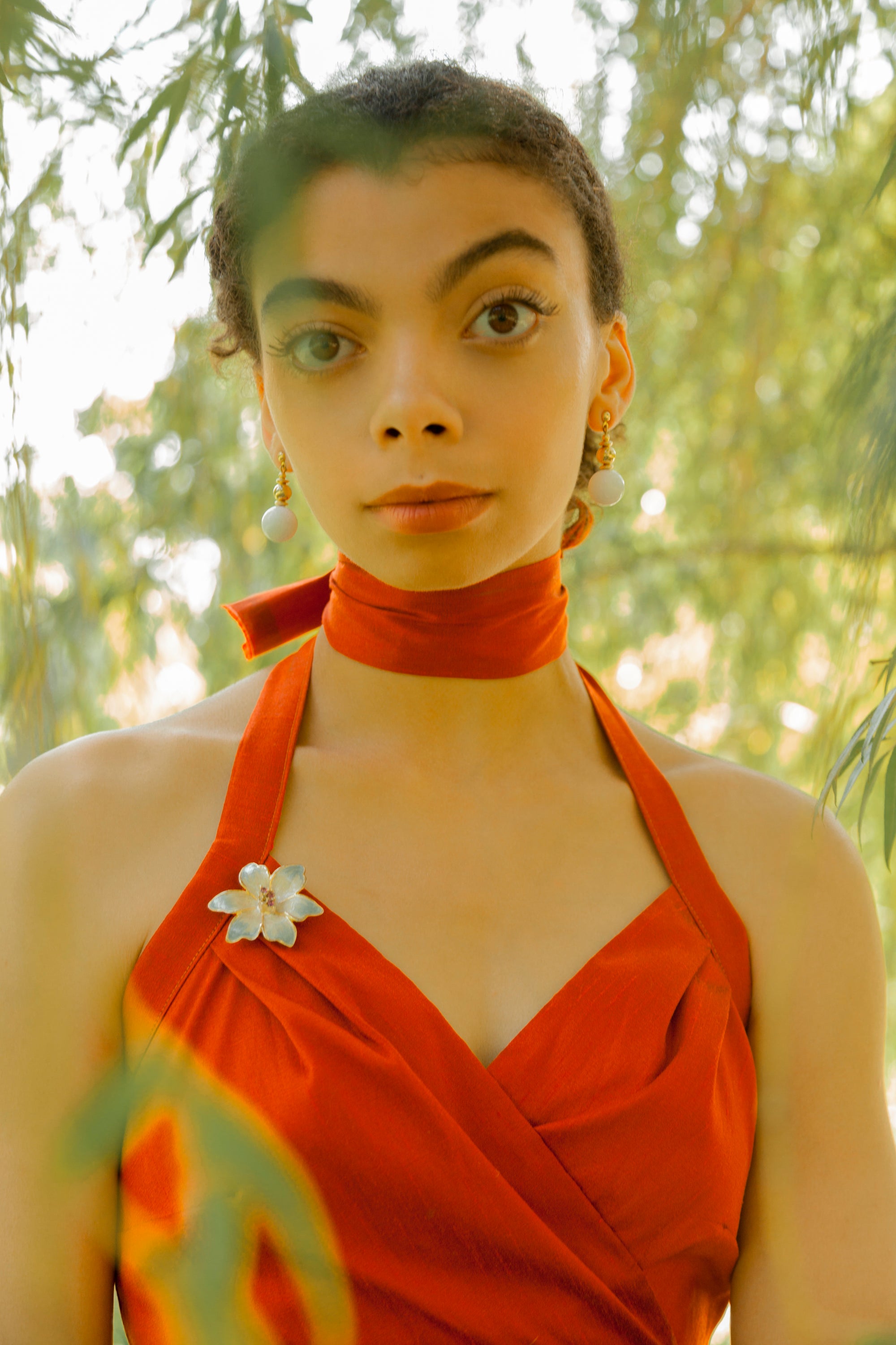 Paprika Silky Halter Top