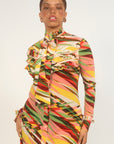 Rebecca Pussybow Dress - Abstract Print