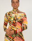 Rebecca Pussybow Dress - Abstract Print