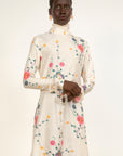 Country Girl Dress- Ivory Floral Silk Dupioni