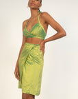 Green Silk Halter Top