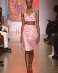 Baby Pink Silk Halter Top