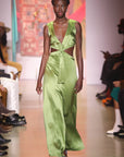 Cut Out Maxi Dress with Sailor Collar- Mint