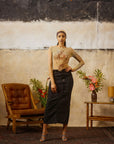 Black Pinstripe Maxi Skirt