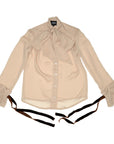 Tan Victorian Silky Pussybow Shirt
