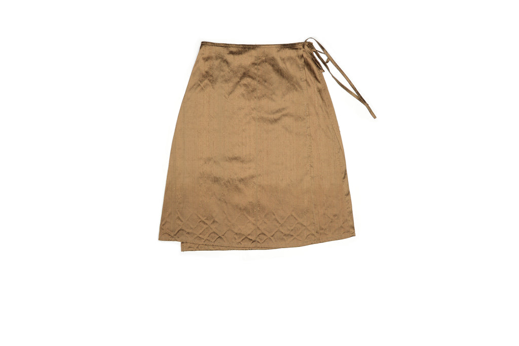 Golden Brown Nude Silk Wrap Skirt