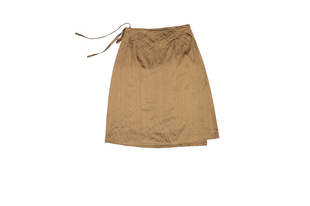 Golden Brown Nude Silk Wrap Skirt