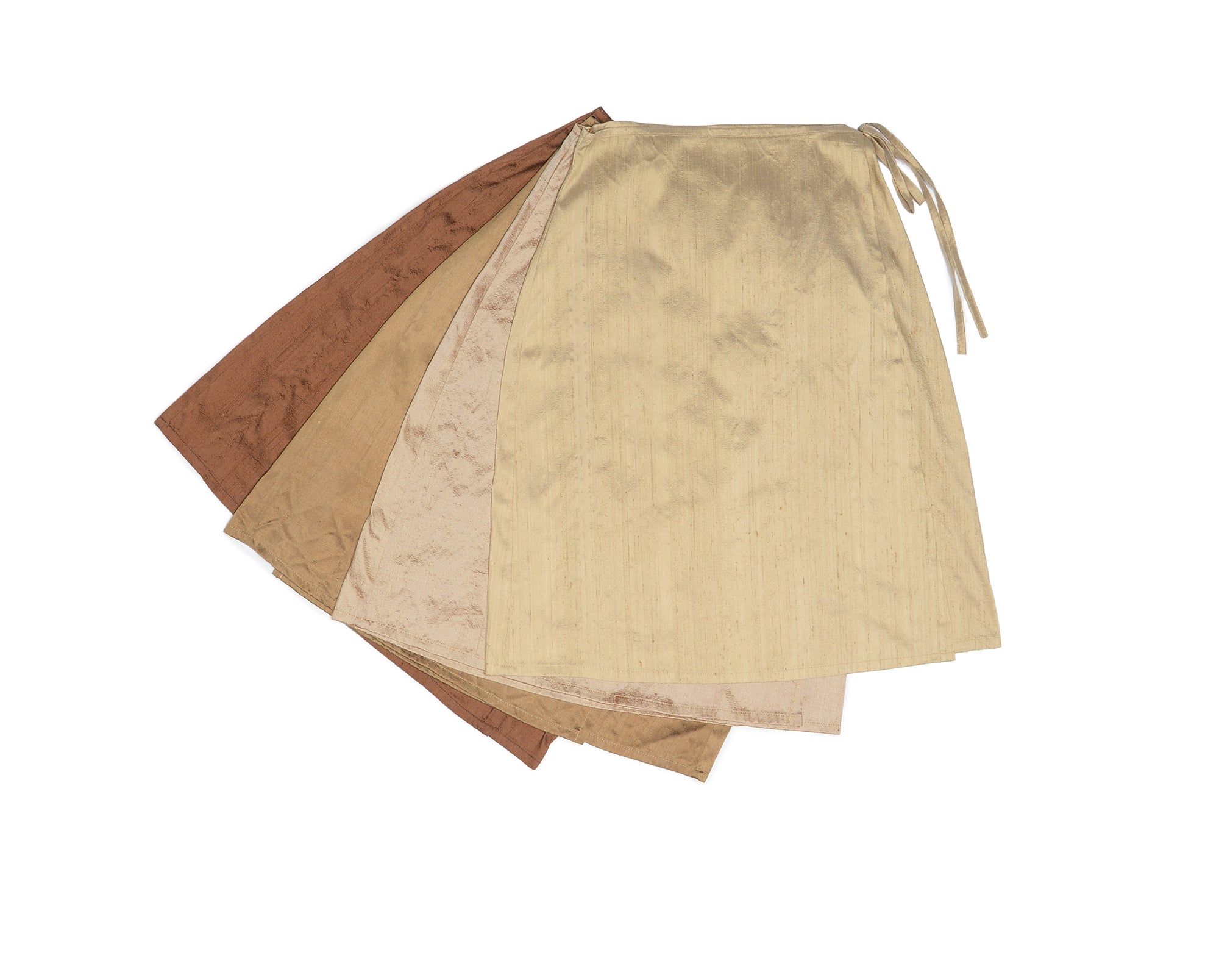 Golden Brown Nude Silk Wrap Skirt