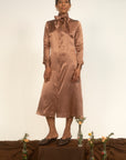 Pussybow Dress - Cocoa Silk Charmeuse-Pre-Order