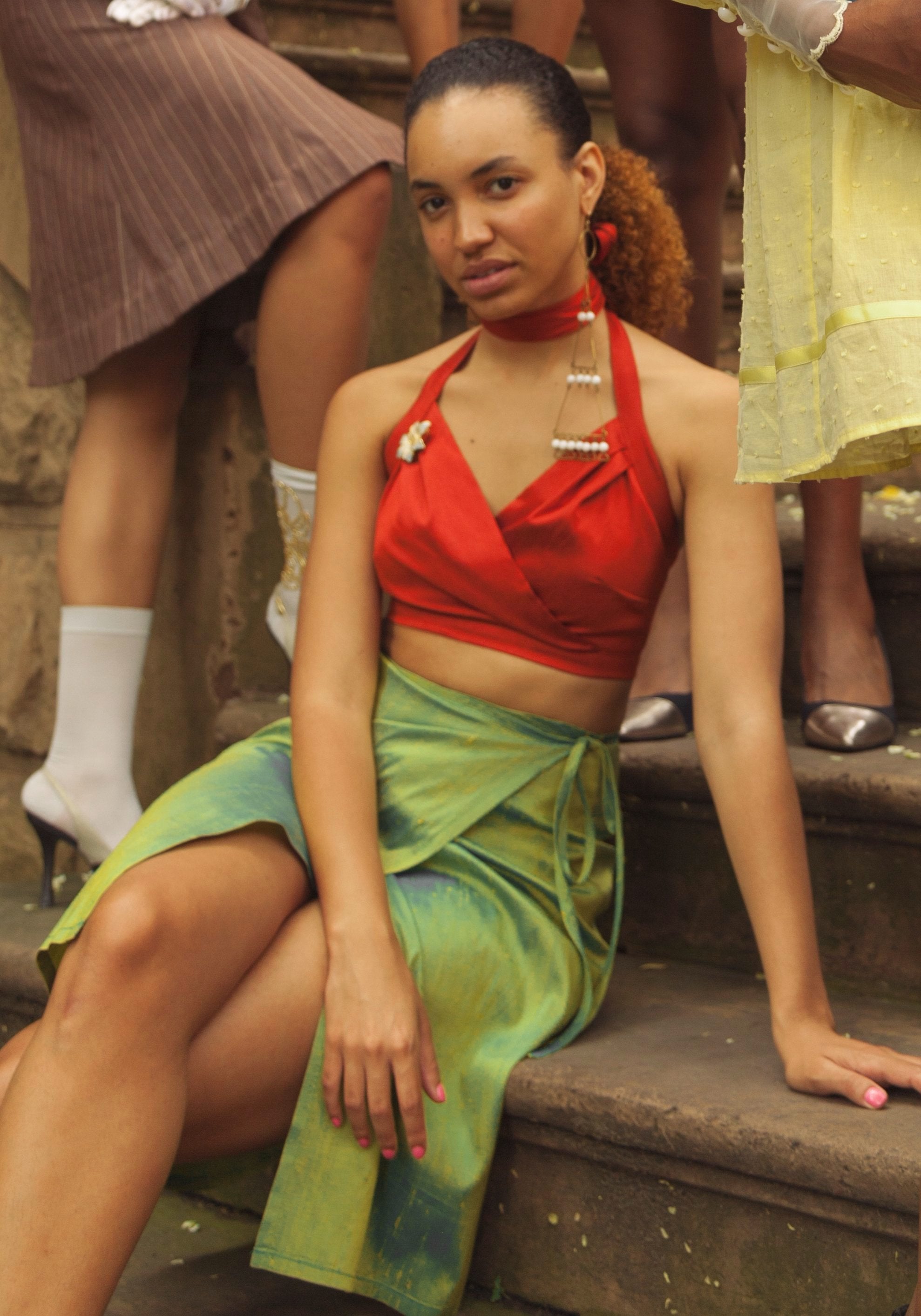 Green Silk Wrap Skirt – House of Aama