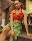 Green Silk Wrap Skirt