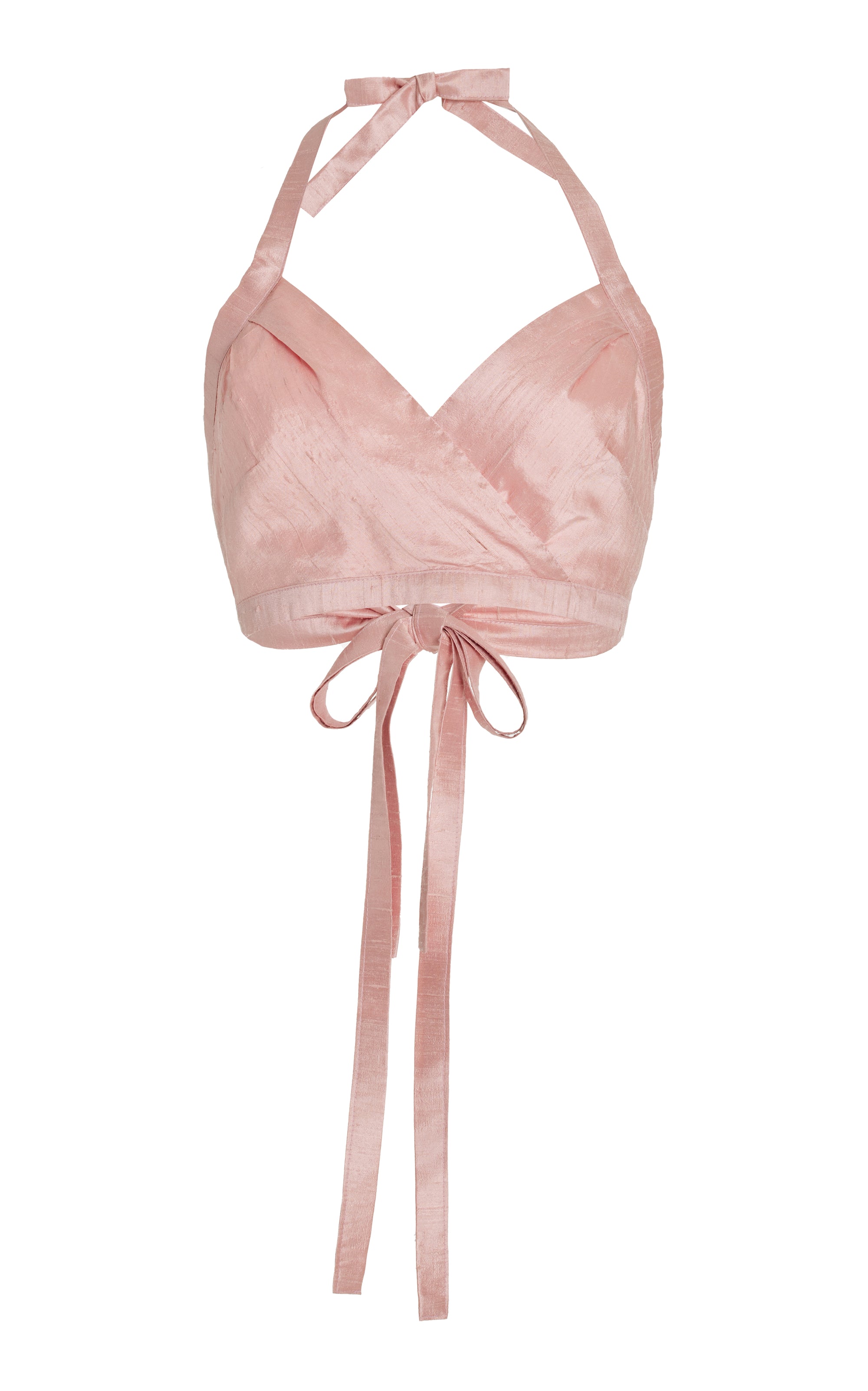 Baby Pink Silk Halter Top