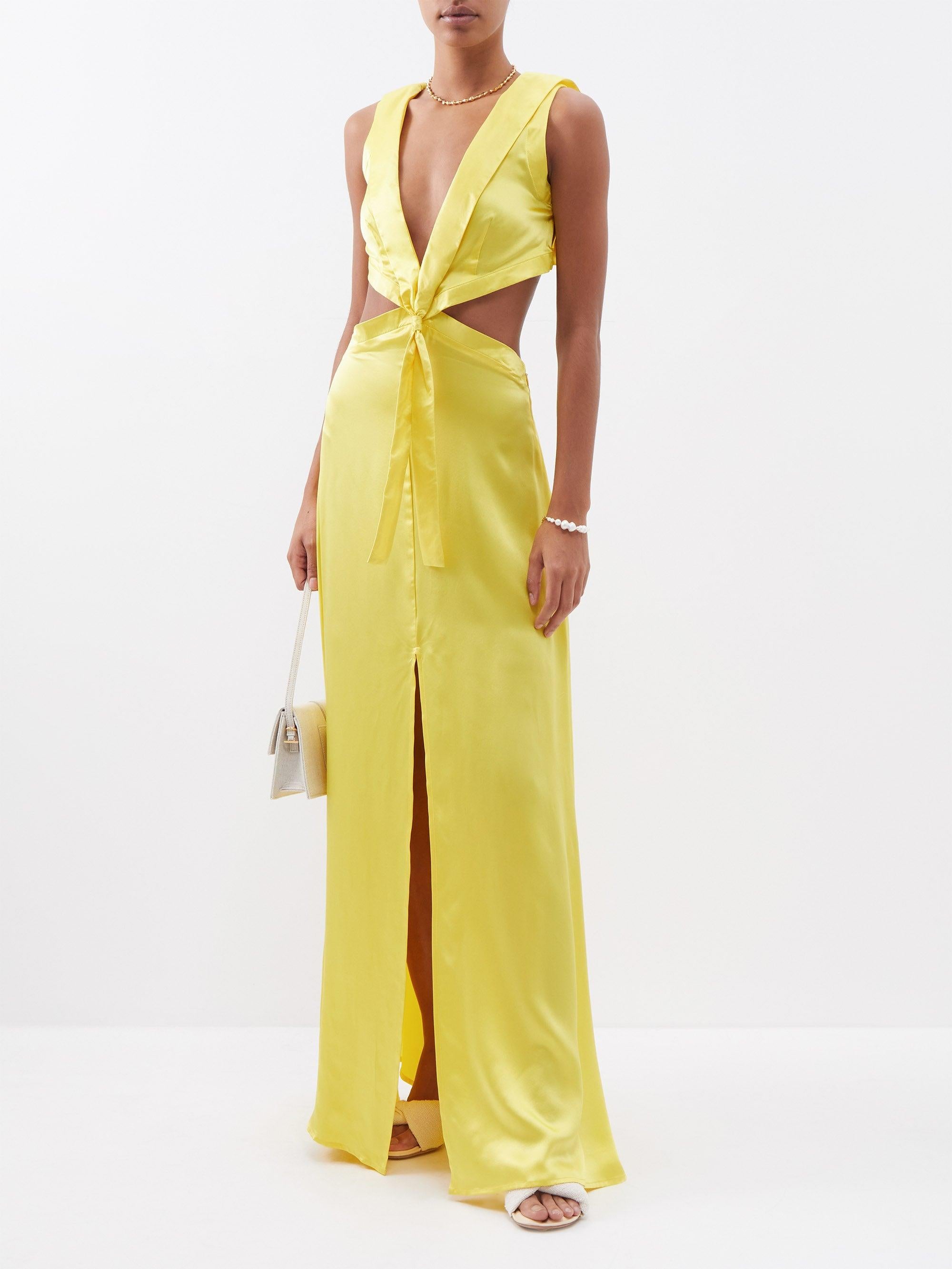 Cut Out Maxi Dress with Sailor Collar- Yellow 2 Cut Out Maxi Dress with Sailor Collar- Yellow 2