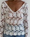 Storyteller V-Neck Lace Crochet Top-Pre-Order