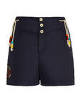 Swim Trunk with Embroidered Patch-Navy