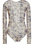 Bodysuit with Open Back Tattoo Print