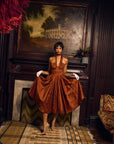 Cocktail Dress Full Skirt-Silk Dupioni Brown-Pre-Order