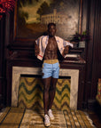 Swim Trunk with Embroidered Patch-Light Blue-Pre Order